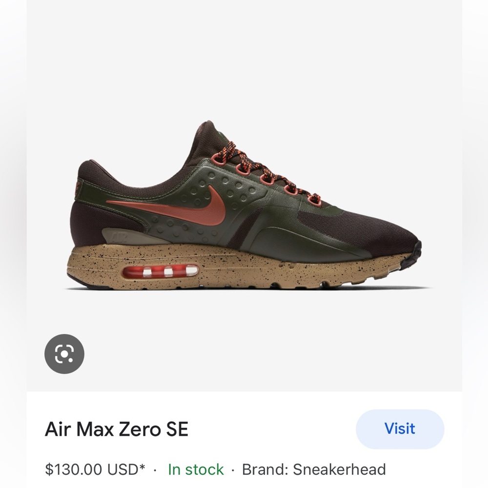 Like New Nike Air Max Zero SE’s, Men’s 8.5 in Cargo Khaki - Picture 2 of 6